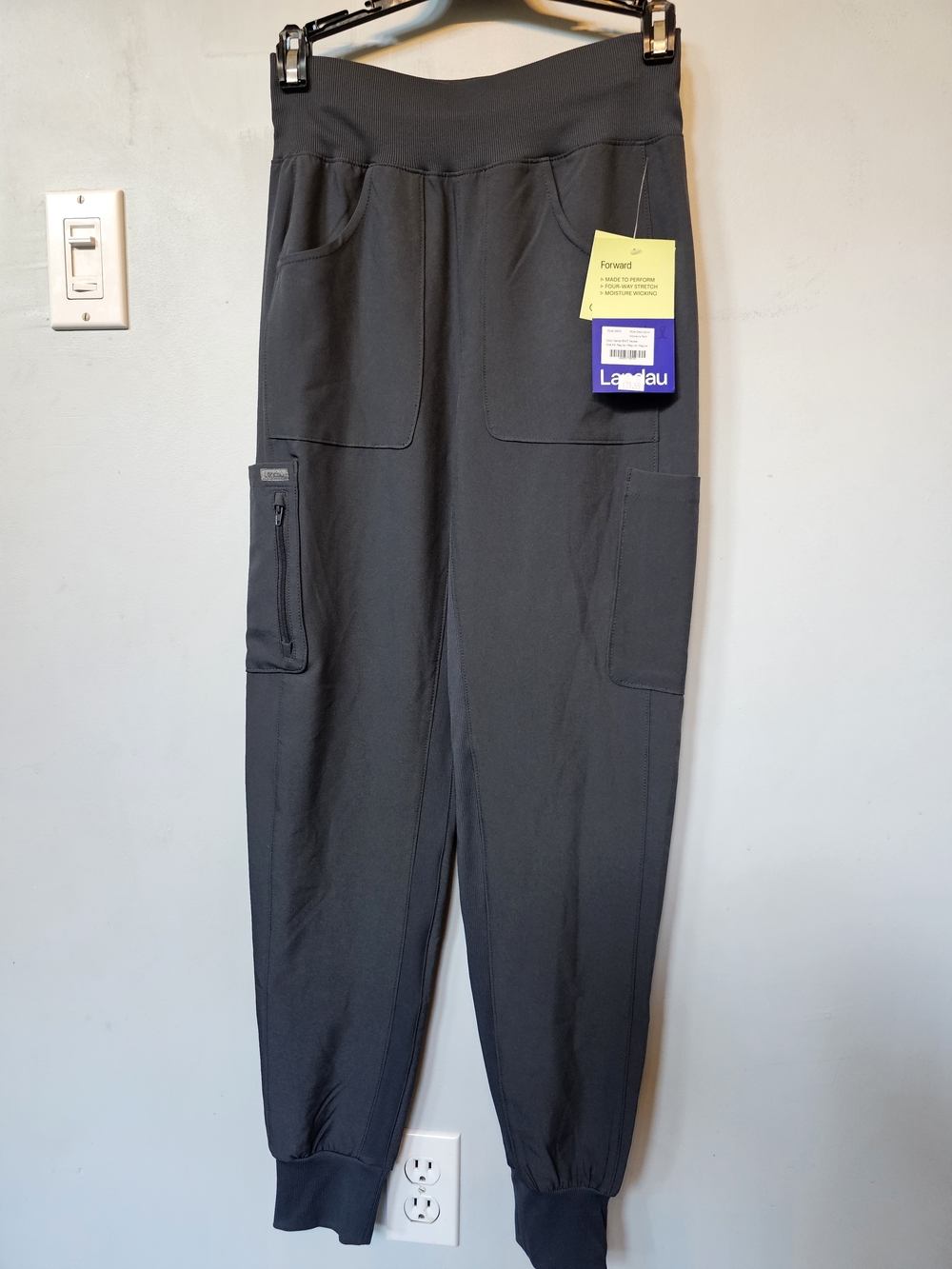 NWT Landau Forward Pewter Scrub Jogger Pant XS 4-Way Stretch Moisture Wicking